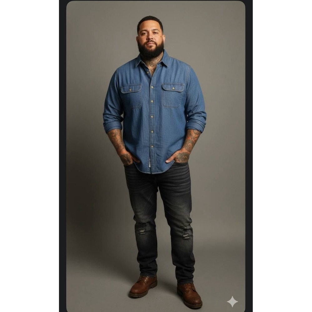 Boulder Creek by Kingsize Men's Big & Tall Long‎ Sleeve Denim Twill 3XL Cotton